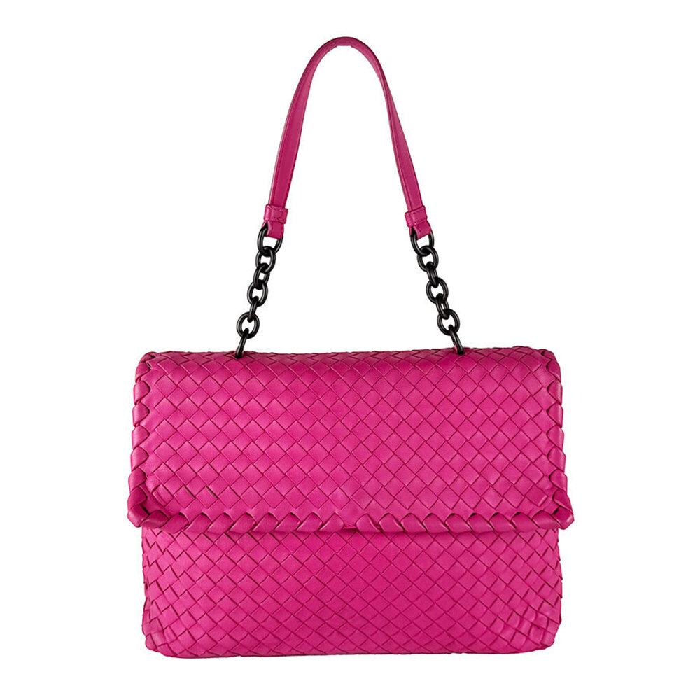 BOTTEGA VENETA Pink Leather Intrecciato Shoulder Bag